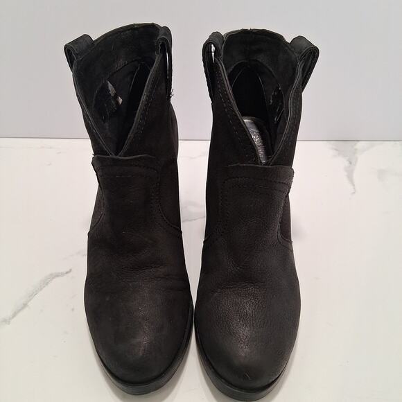 Vince Camuto Women Suede Ankle Bootie Leather Heel Round Toe Black Size-7M/37 - Picture 1 of 10